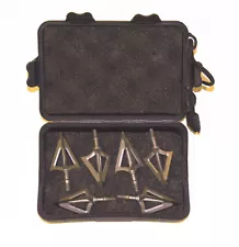 6 Pack Broadheads 125 Grain 3 Blade Fixed Hunting Crossbow Compound w/ Case