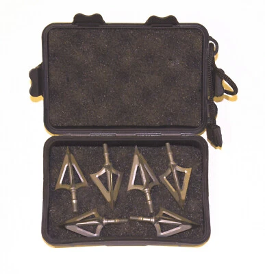 HOBO ARCHERY 6 Pack Broadheads 125 Grain 3 Blade Fixed Hunting Crossbow Compound w/ Case