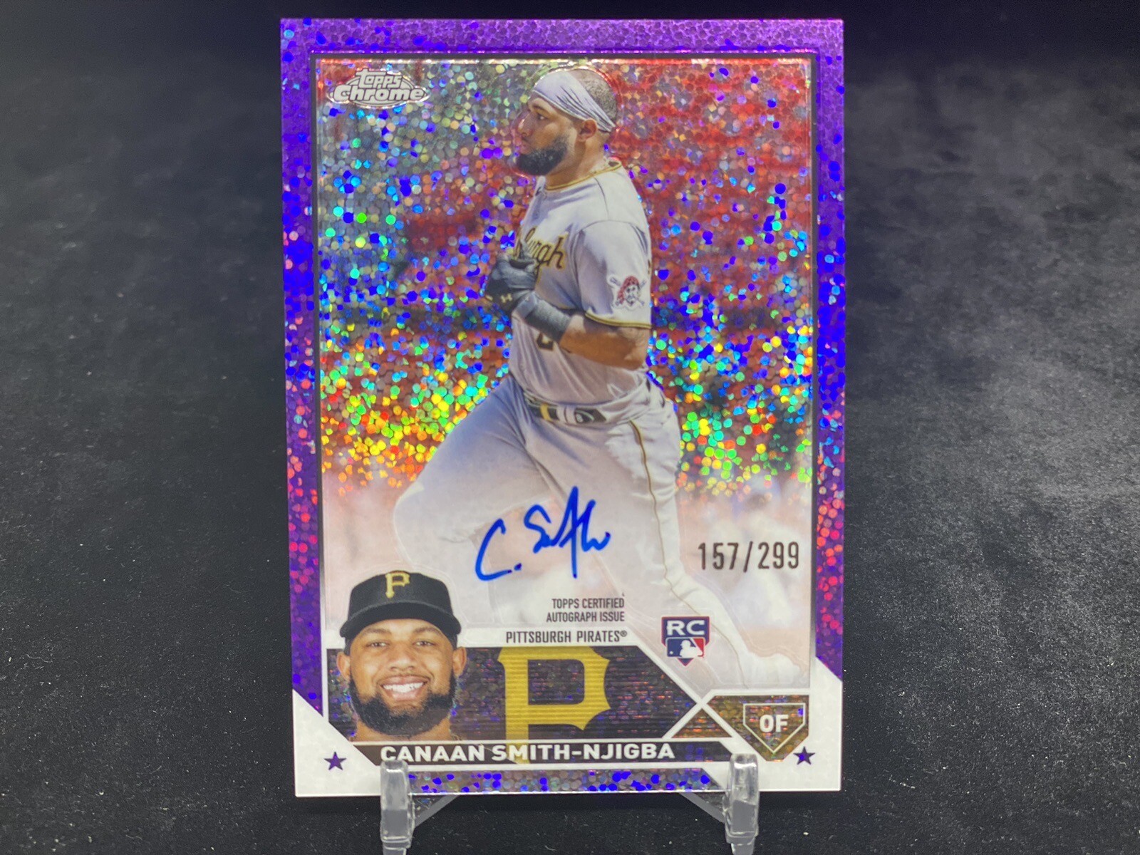 CANAAN SMITH-NJIGBA 2023 TOPPS CHROME #RA-CSN ROOKIE PURPLE SPECKLE AUTO /299