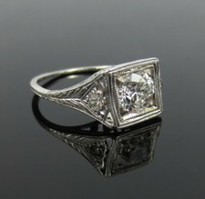 Art Deco 2 Ct White Round CZ Antique Vintage Engagement Ring In 925 Silver