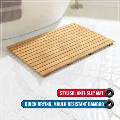 Wooden Spa Mat Large Shower Rack Bamboo Pool Gym Bathroom Anti