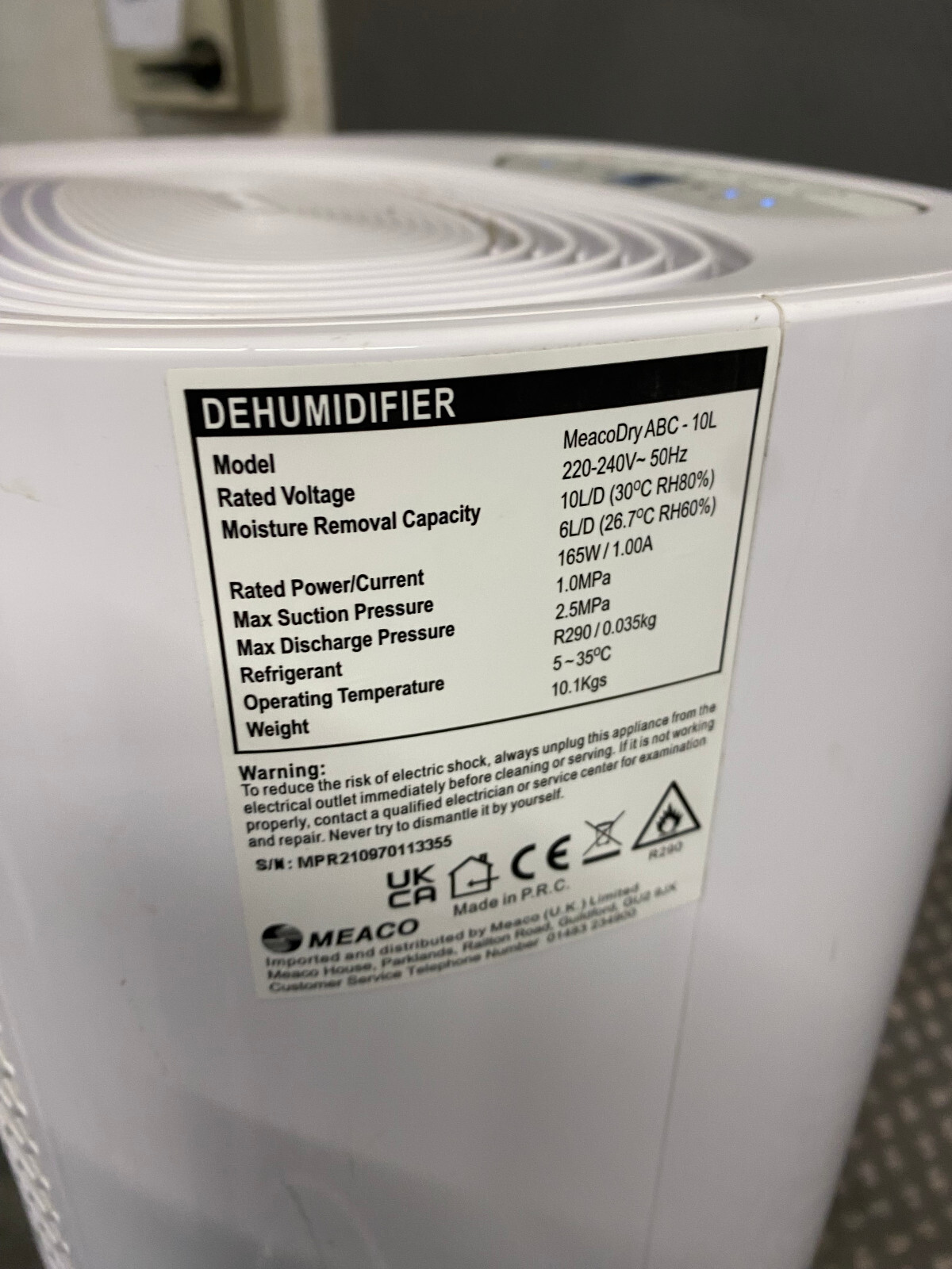 USED Meaco MeacoDry ABC Dehumidifier (White) Ultra Quiet Dehumidifier