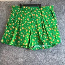 Tabitha Brown Womens Shorts 2 X Green Orange Leopard Print Vacation Resort Airy