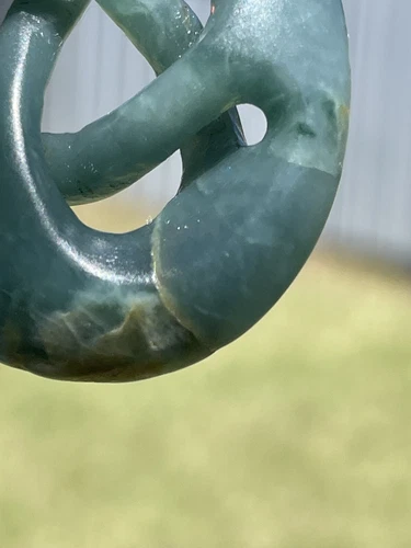 GUATEMALAN JADEITE Olmec Mayan JADE Translucent LIGHT BLUE CROSSOVER 35X29X8 mm