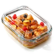1.4QT Small Glass Casserole Dish With Lid, 8.5×6.1in Rectangular Casserole Dish