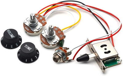 3 Pickups Wiring Harness Prewired/5-Way Switch/Jack 1T1V Big 500K Pots/With 6.35