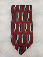 Jonathan Parkin Tie Vintage 90s Red Geometric Print Hand Made 59" Long 4" Wide
