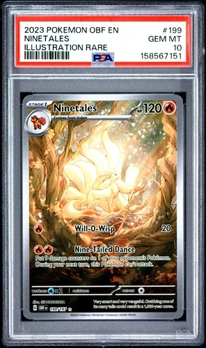 PSA 10 Ninetales Illustration Rare 199/197 Obsidian Flames Pokemon