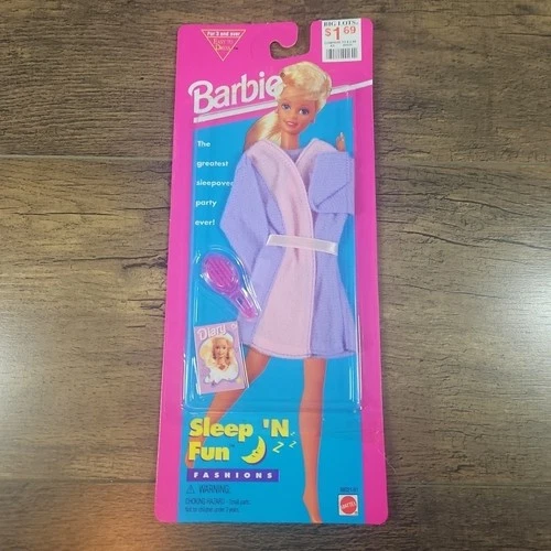 Vintage 1995 Barbie Sleep 'N Fun Fashions Pajamas Set Mattel