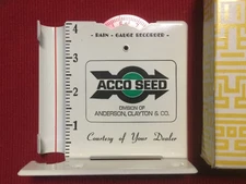 Vintage Metal Advertising RAIN GAUGE ACCO SEED Anderson Clayton & Co in box
