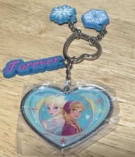 Disney Frozen Elsa Forever Heart Metal Charm Keychain - NEW Rare