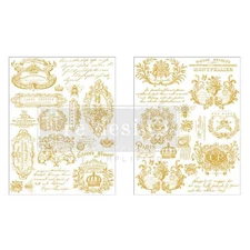 ReDesign with Prima GILDED MEMORIES Water Slide H2O Transfers Decals Gold Script