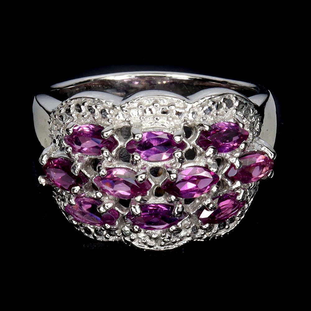 925 Sterling Silver Ring Marquise Rhodolite Garnet Natural Gemstone Jewelry