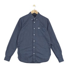 Camicia Fred Perry uomo taglia M blu con bottoni casual manica lunga colletto