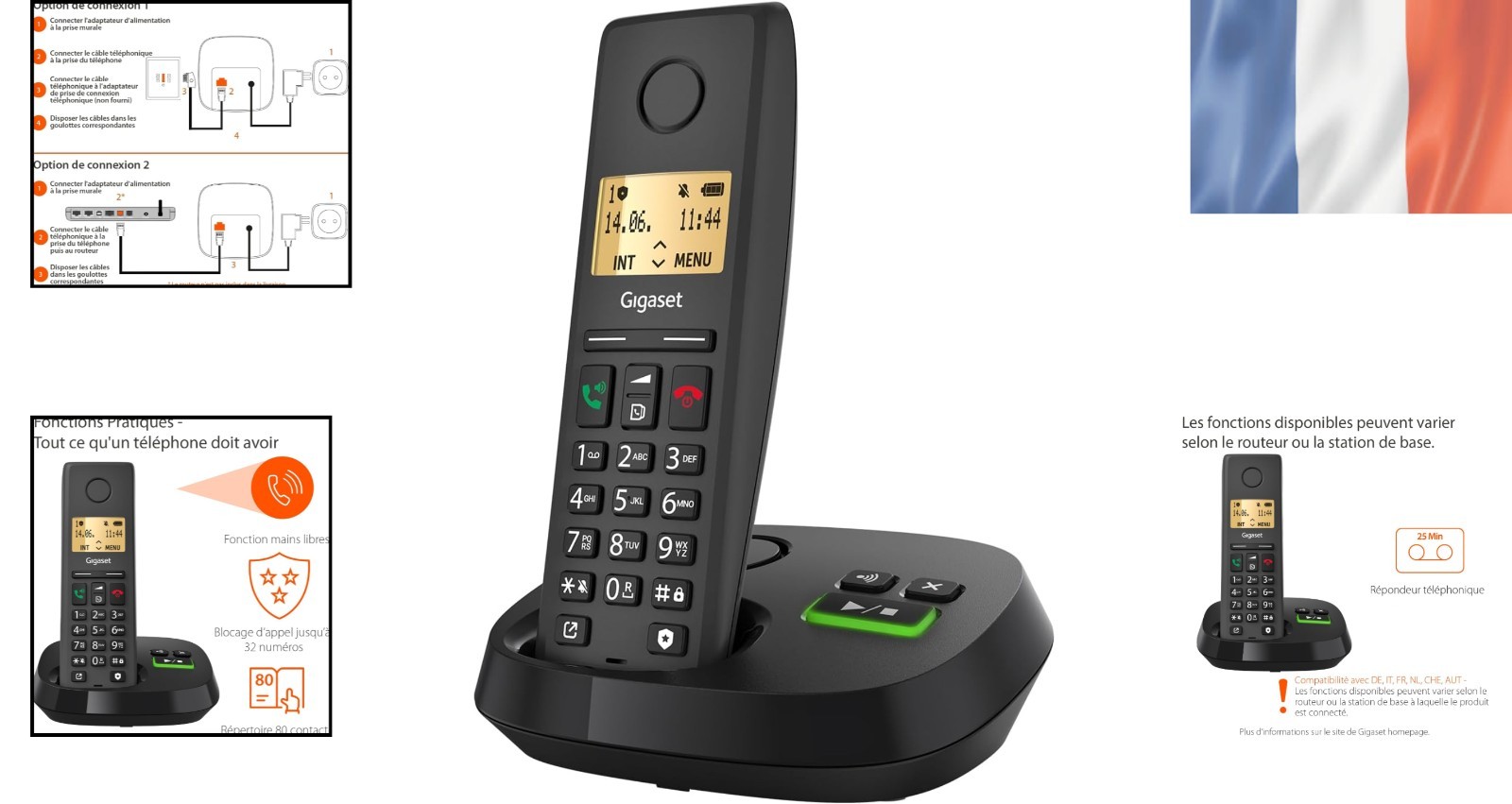 Gigaset Pure 220A téléphone fixe haut de gamme avec répondeur