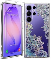 Clear Glitter for Samsung Galaxy S26 Ultra Case, Slim Shockproof Flower Bling Co