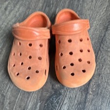 Crocs Orange Unisex Kids Rubber Clog Slip-On Sandals Flat Comfort