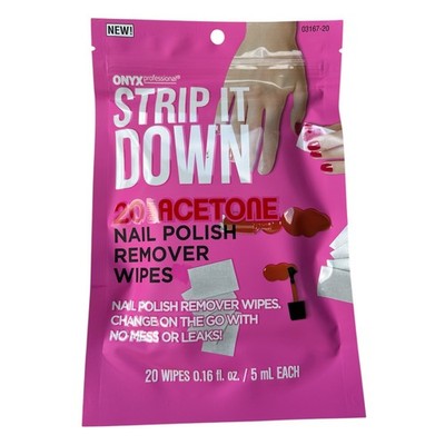 Onyx Professional Strip It Down Nail Polish Remover Wipes 20 Count On The Go