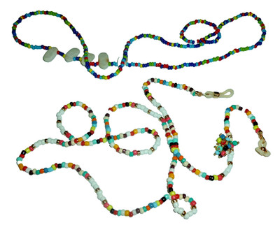 Vintage Eyeglass Holder Chain Beaded 27'' Unused Lanyard & Matching Necklace