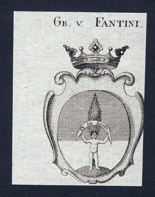 ca. 1820 Fantini Wappen Adel coat of arms Kupferstich antique print heraldry