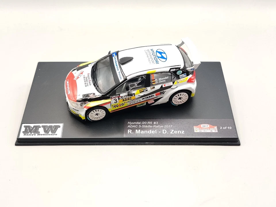 1:43 Hyundai i20 R5 Rene Mandel ADAC Rally 3 Città 2017 Raro!! - Immagine 3 di 4