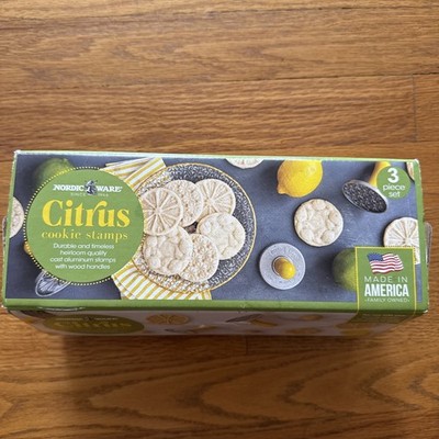 Nordic Ware CITRUS Cookie Stamps Set of 3 Pcs Lemon Lime Orange Slices  RARE
