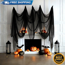 Spooky Black Creepy Cloth Gauze Halloween Decor Haunted House Prop Curtain 72"