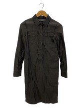 GUCCI Leather collar, long sleeves Dress gray 36