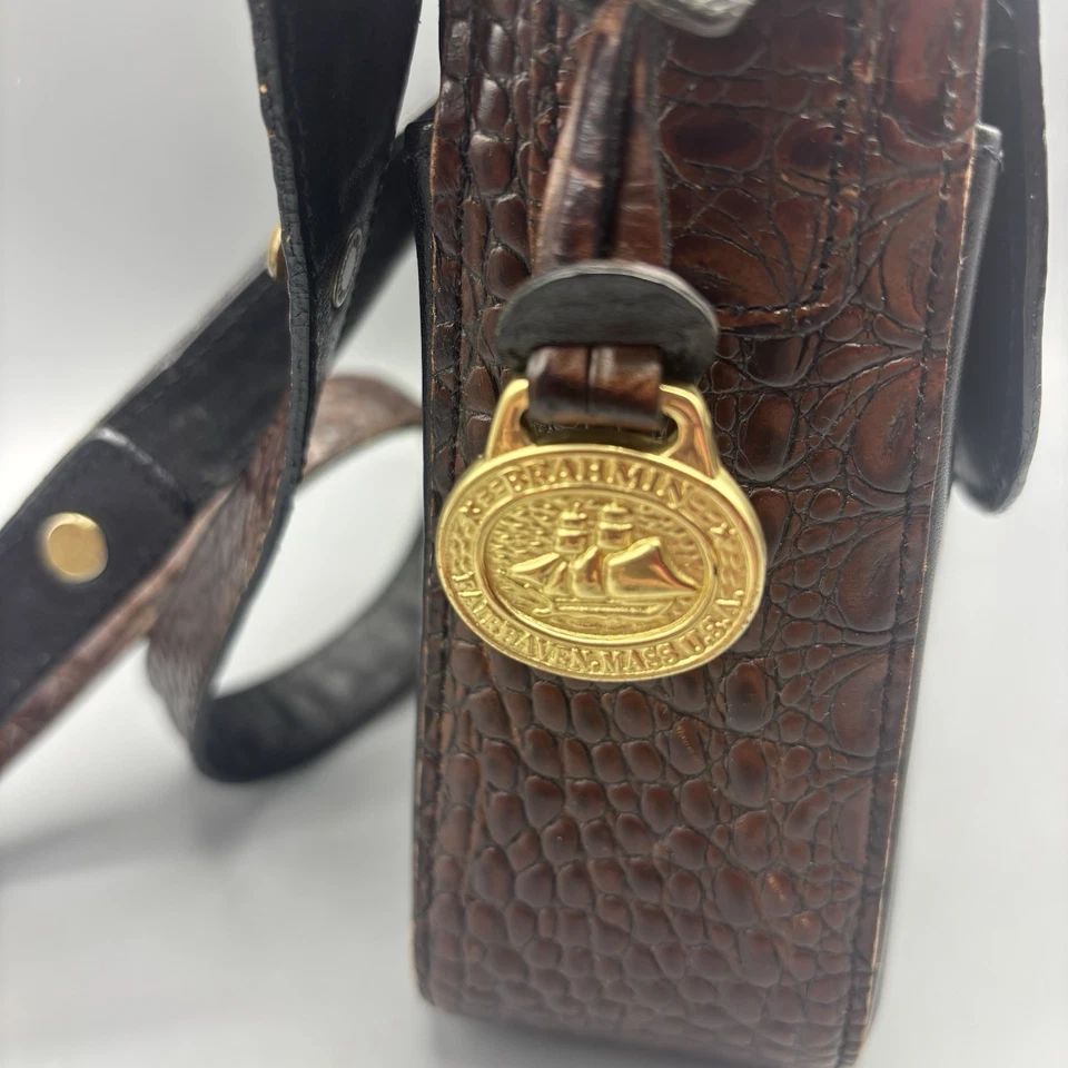 Bolso de Hombro Brahmin Vintage Cuero Toscano Daria Melbourne Llavero Interior Limpio Foto 3 de 4