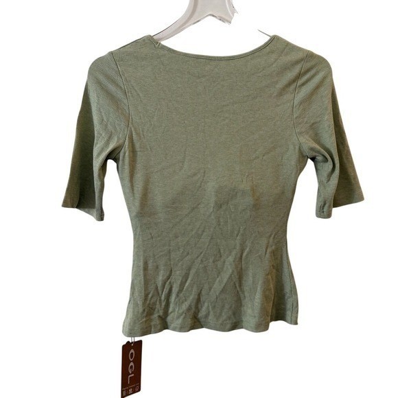 OGL Essential Stretch Cotton Square Neck Elbow Length Sleeve Brami Green M NWT thumbnail 13