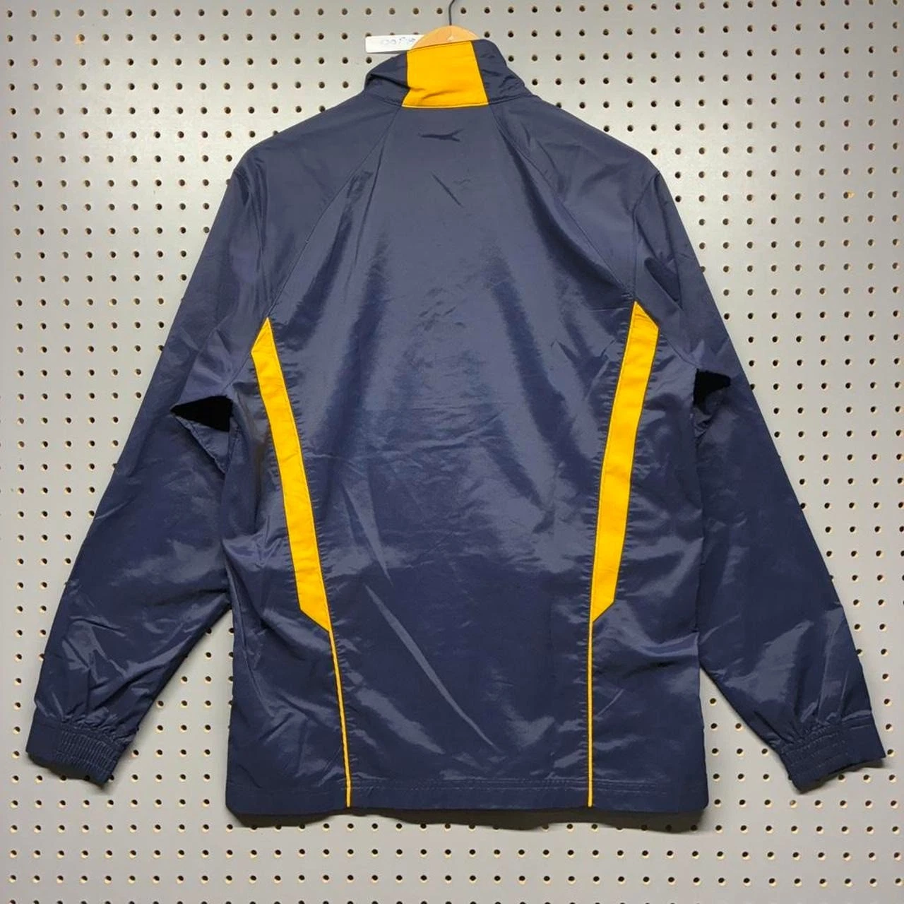 Under Armour Mens Windbreaker Jacket Navy Yellow Zip Up Mock Neck Small - product detail image 2