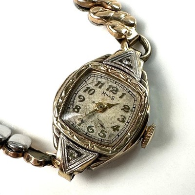 Antique Milos Art Deco Cocktail Watch Two-Tone Diamond Accents FOR PARTS