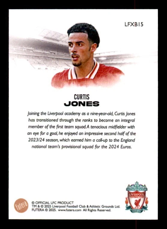 2024-25 Futera FX Liverpool FC #LFXB015 Curtis Jones Base - Image 2 of 2
