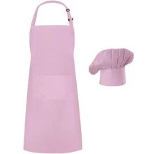 Pink Chef Apron and Hat Set Adjustable Adult Baker Costume for Men Women
