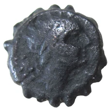 SELEUCID KINGDOM, SERRATE AE 14. ANTIOCHOS IV, 175-164 BC. AKE-PTOLEMAIOS MINT.