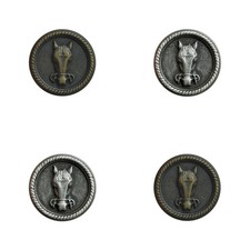 Round Horse Buttons Front View With Shank in Antique Silver or Brass 3 Sizes