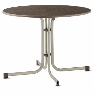 SIEGER Boulevard-Klapptisch, Ø 100 cm, champagner Gestell aus Stahl in champa...
