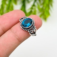 Blue Topaz Gemstone 925 Sterling Silver Ring Handmade Jewelry Ring For Gift