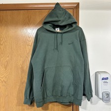 Vintage 90s Nike Swoosh Green Tonal Hoodie Made in USA 1990s Size Large