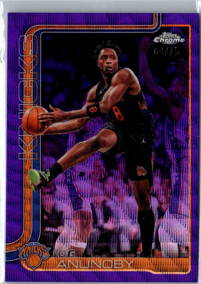2025-26 Topps Chrome Update OG Anunoby #43 Purple Wave Refractor #/75 Knicks NM+