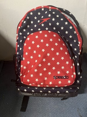 SPEEDO Super Sonic 25L Swim Backpack Red White Blue Stars New