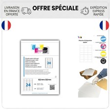 2400 étiquettes adhésives 63,5 x 33,9 mm imprimante 100 planches