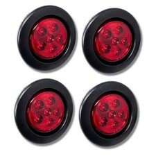 2.5/2-1/2" Round 6 LED/Amber Light Truck Trailer Side Marker Clearance 4x Red