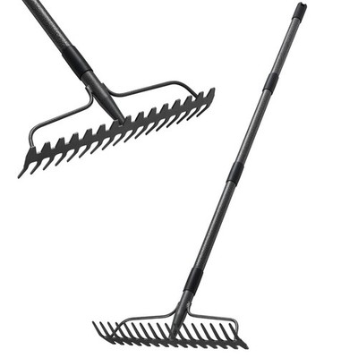 Thatch Rakes for Lawns Heavy Duty Metal 17 Prongs Adjustable 60 Inch Handle