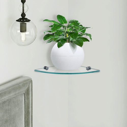 2 Pcs Glass Corner Shelves Makeup Wall Shelf Shower Organizer Bathroom - Picture 11 of 12
