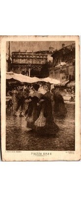 Verona Italy Piazza Erbe Postcard 1900s A. Dall'Oca Bianca Market View