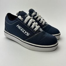 Heelys Pro 20 Shoes Youth Size 2 Navy White Roller Sneakers Wheels Complete Set
