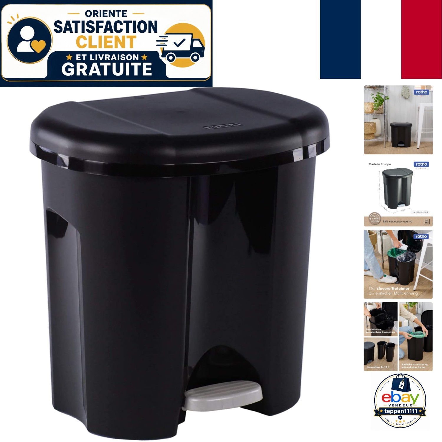 Poubelle de cuisine 2x10L Rotho anti-odeurs, fini les nuisances dans la maison