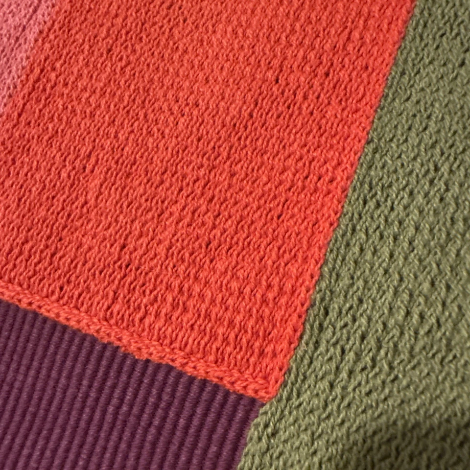 West Elm Pillow Cover 20” X20 Geometric Color Blocks Stripe Pink Green Crewel - Image 2 of 4