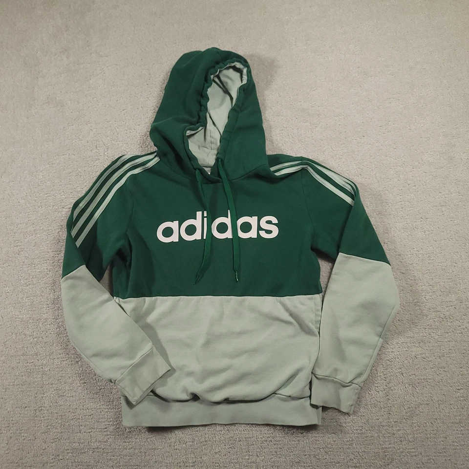 Adidas Sudadera con Capucha Mujer Mediana Verde Bloque de Color Logo Pullover Tres Rayas Atlético Foto 2 de 4